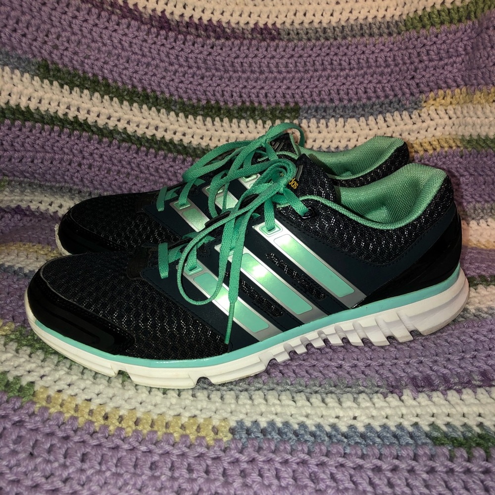 Teal and Grey Adidas Running Shoes